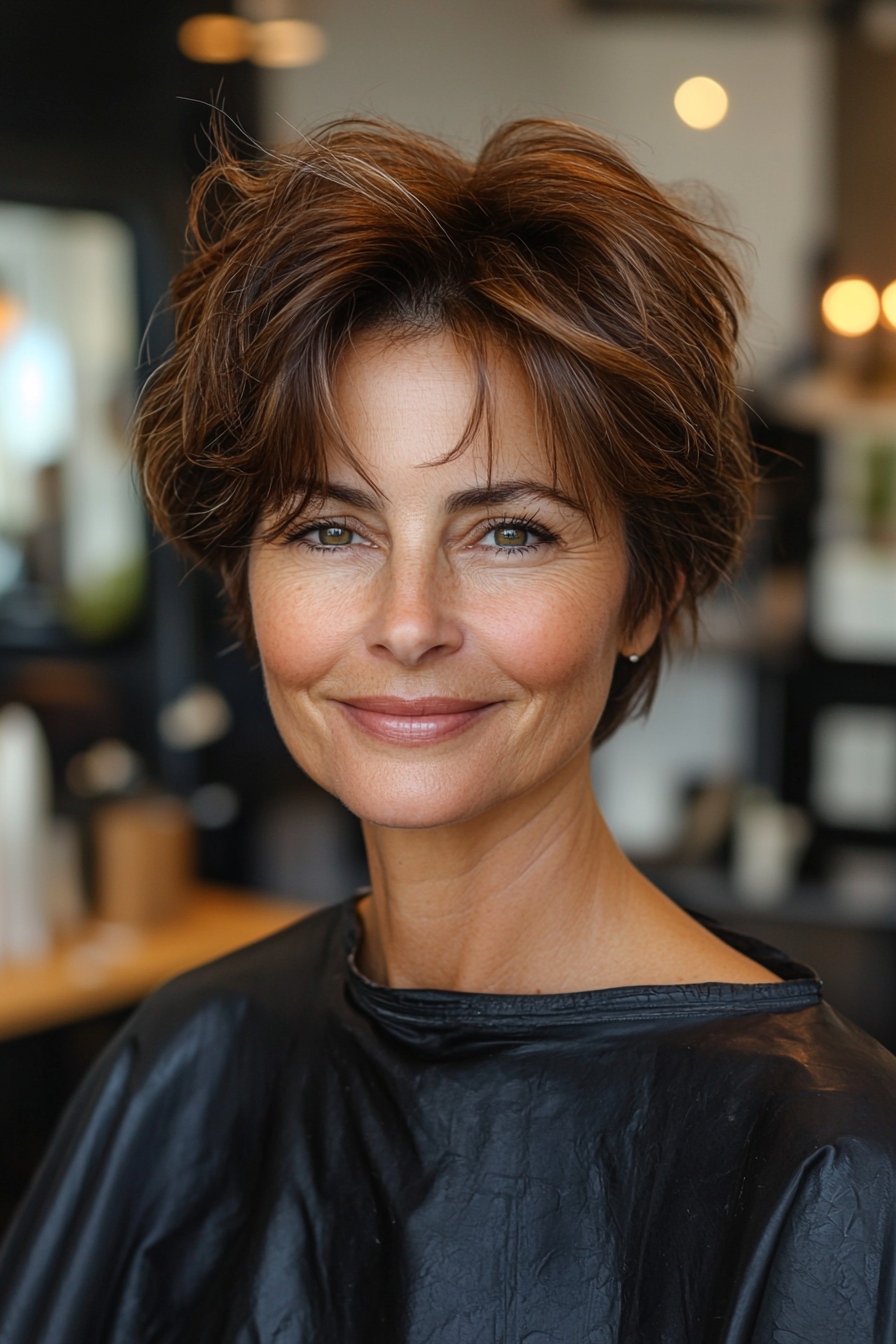 2. Classic Pixie with Warm Brunette (Pixie Haircuts For Women Over 60) - Pixie Haircuts For Women Over 60