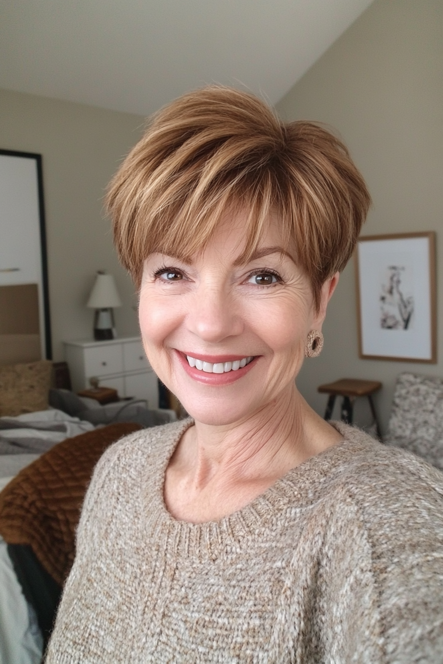 5. Wispy Pixie in Light Chestnut (Pixie Haircuts For Women Over 60) - Pixie Haircuts For Women Over 60
