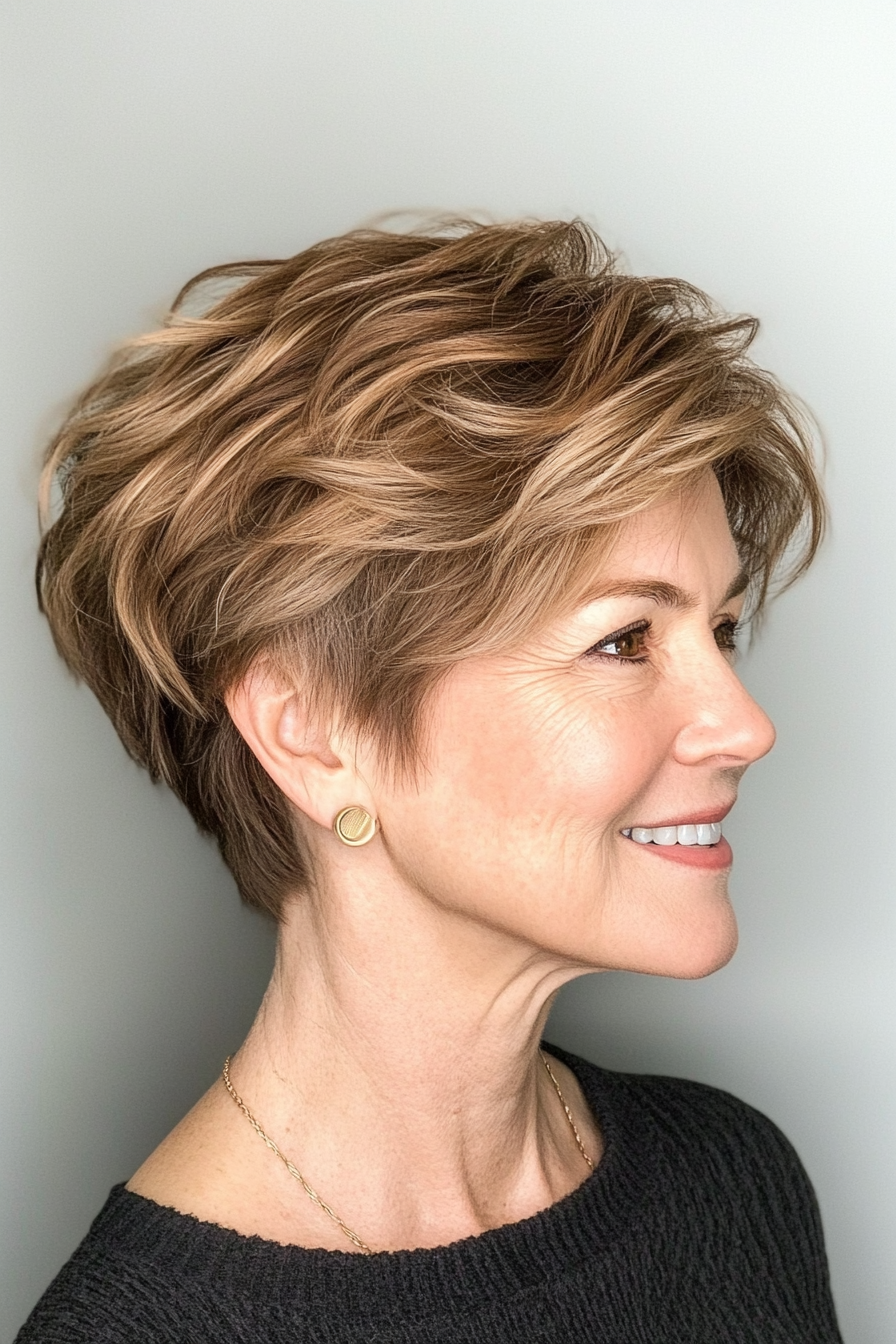 13. Tousled Pixie in Golden Brown (Pixie Haircuts For Women Over 60) - Pixie Haircuts For Women Over 60