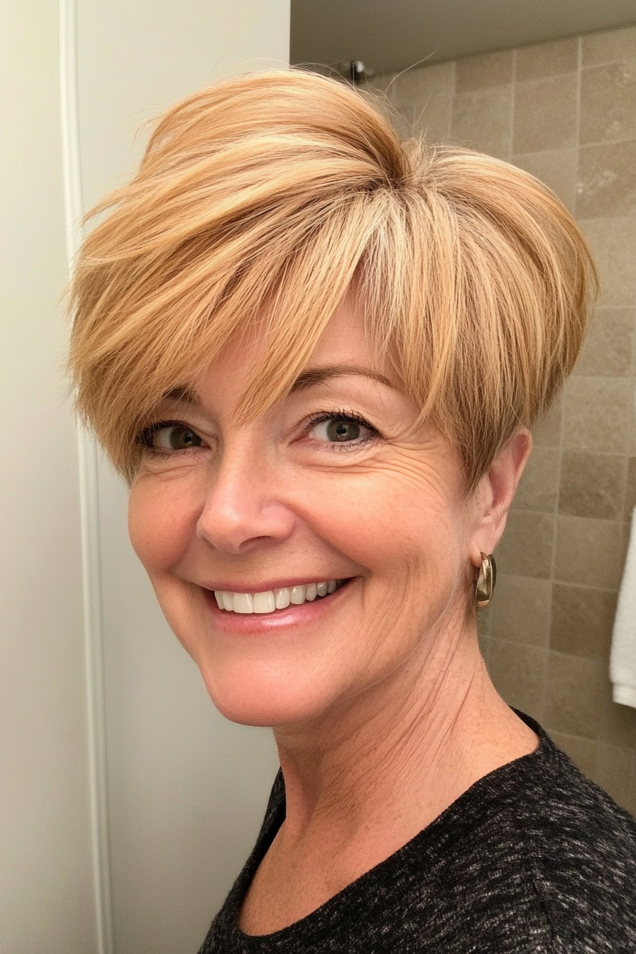 18. Stacked Pixie in Golden Wheat (Pixie Haircuts For Women Over 60) - Pixie Haircuts For Women Over 60
