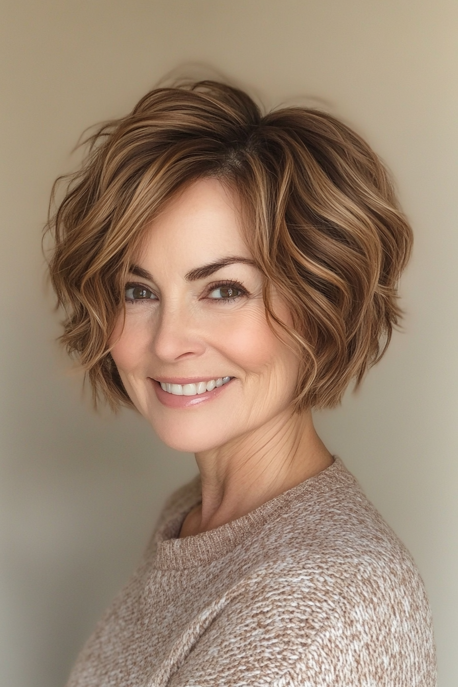 24. Wavy Pixie in Warm Honey Brown (Pixie Haircuts For Women Over 60) - Pixie Haircuts For Women Over 60