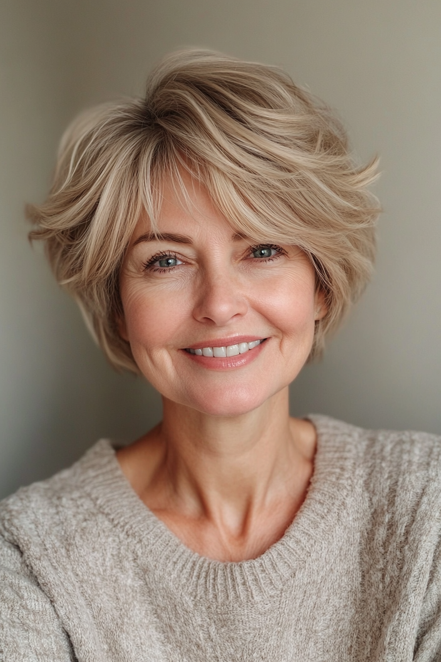 27. Undone Pixie in Warm Beige Blonde (Pixie Haircuts For Women Over 60) - Pixie Haircuts For Women Over 60