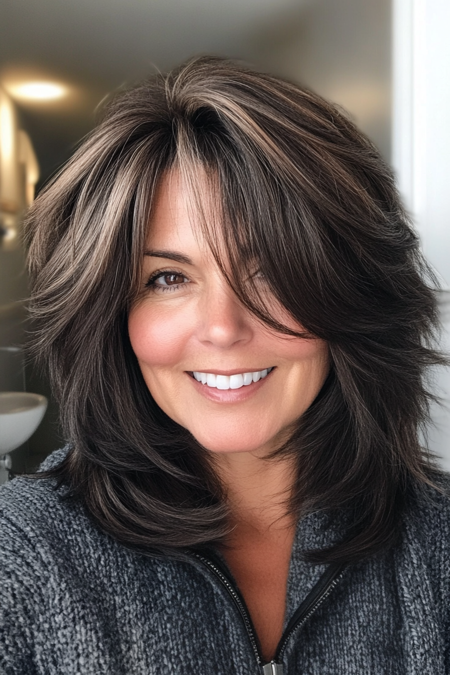 10. Espresso Blended Shag (Shaggy Hairstyles For Older Women) - Shaggy Hairstyles For Older Women