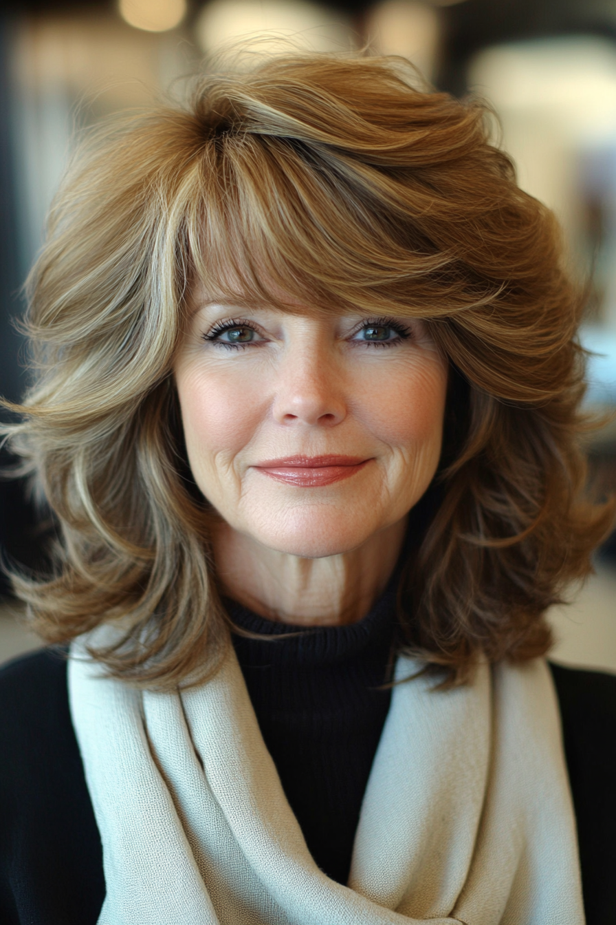 17. Light Brown Classic Shag (Shaggy Hairstyles For Older Women) - Shaggy Hairstyles For Older Women