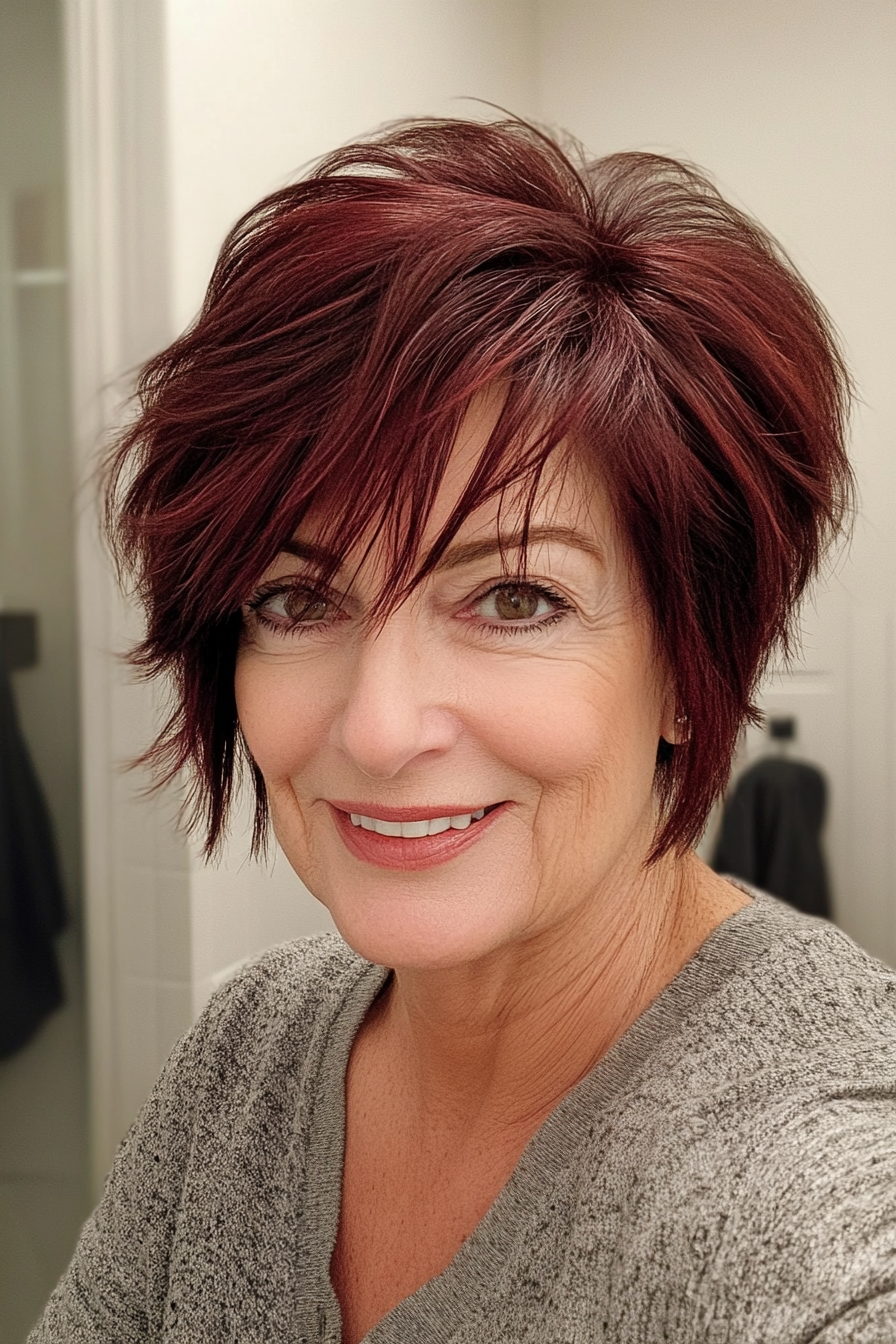 20. Mahogany Short Shag (Shaggy Hairstyles For Older Women) - Shaggy Hairstyles For Older Women