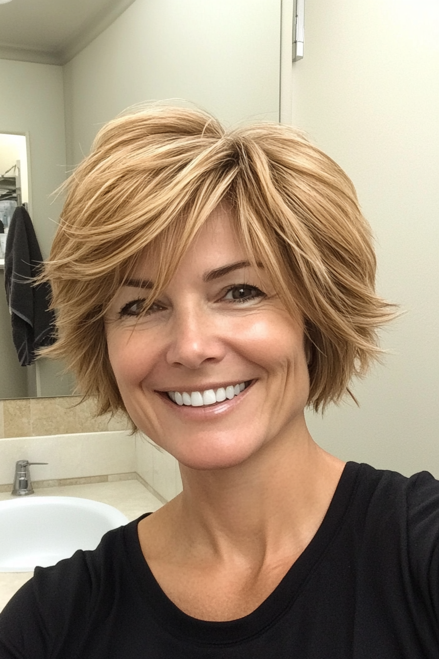25. Golden Honey Pixie Shag (Shaggy Hairstyles For Older Women) - Shaggy Hairstyles For Older Women