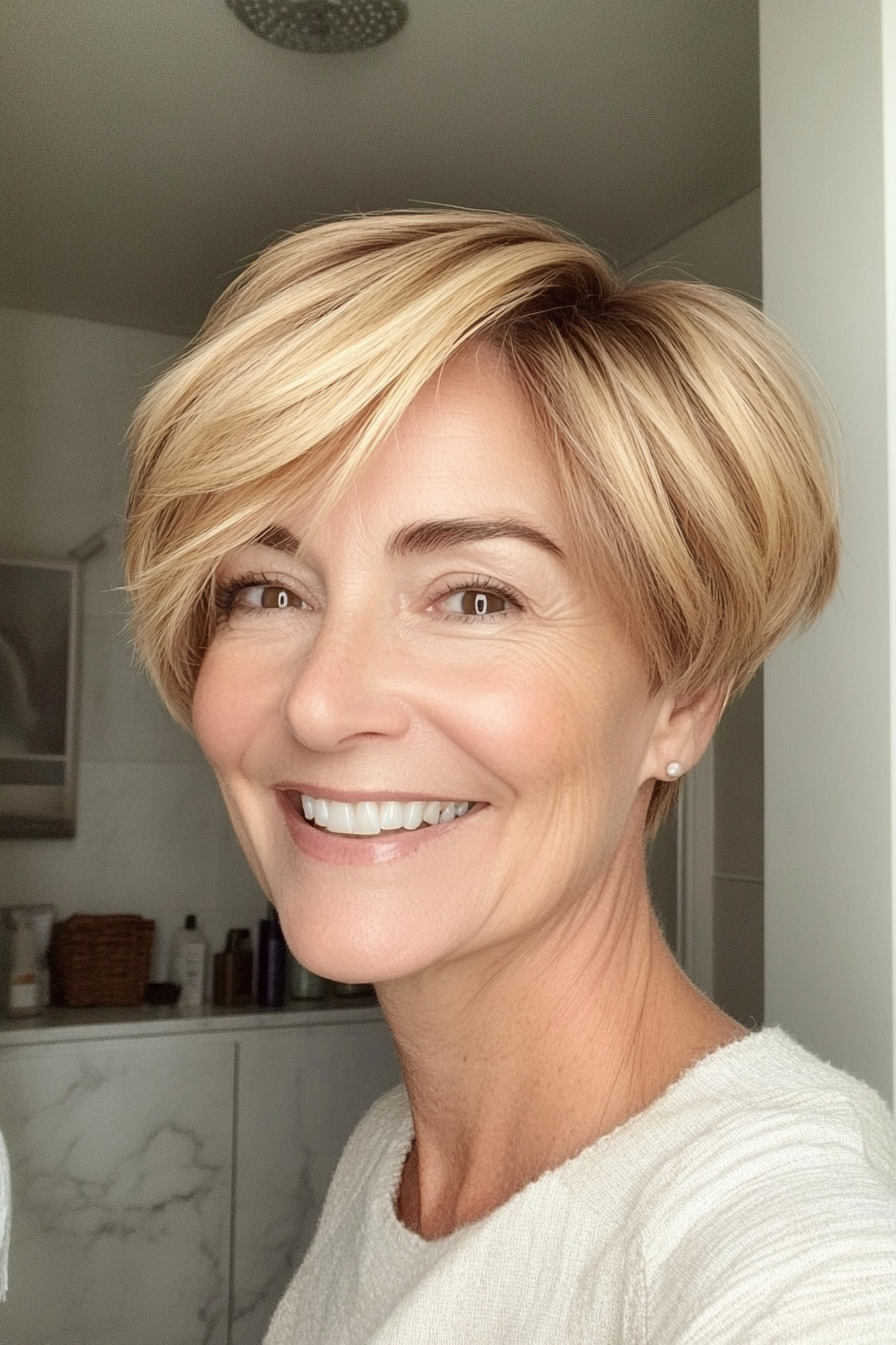 17. Soft Pixie Bob in Golden Blonde (Short Pixie Hairstyles For Women Over 50) - Short Pixie Hairstyles For Women Over 50