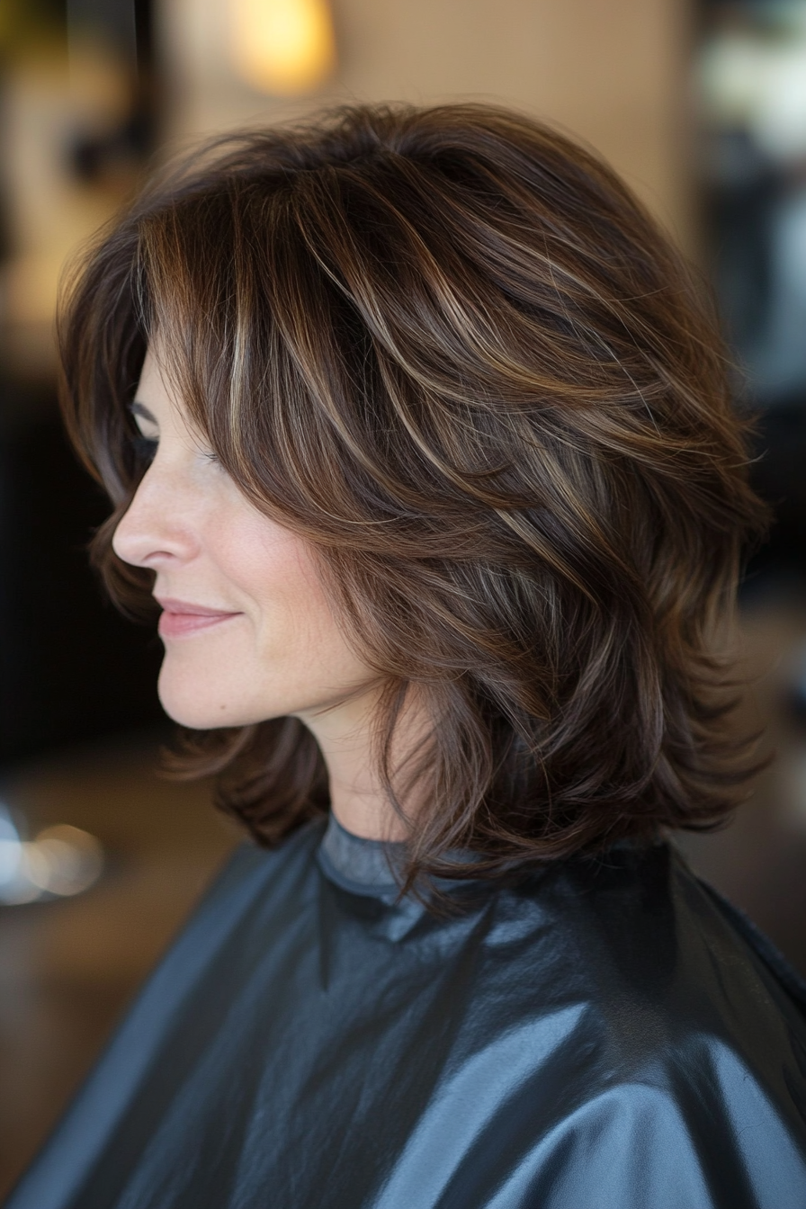 16. Shaggy Medium Cut with Dark Chocolate Brown (Medium Length Hairstyles For Women Over 40) - Medium Length Hairstyles For Women Over 40