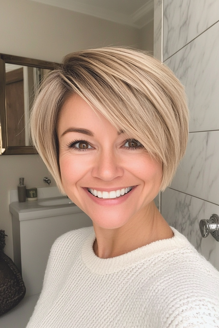 15. Pixie Bob in Natural Blonde (Bob Hairstyles For Women Over 40) - Bob Hairstyles For Women Over 40