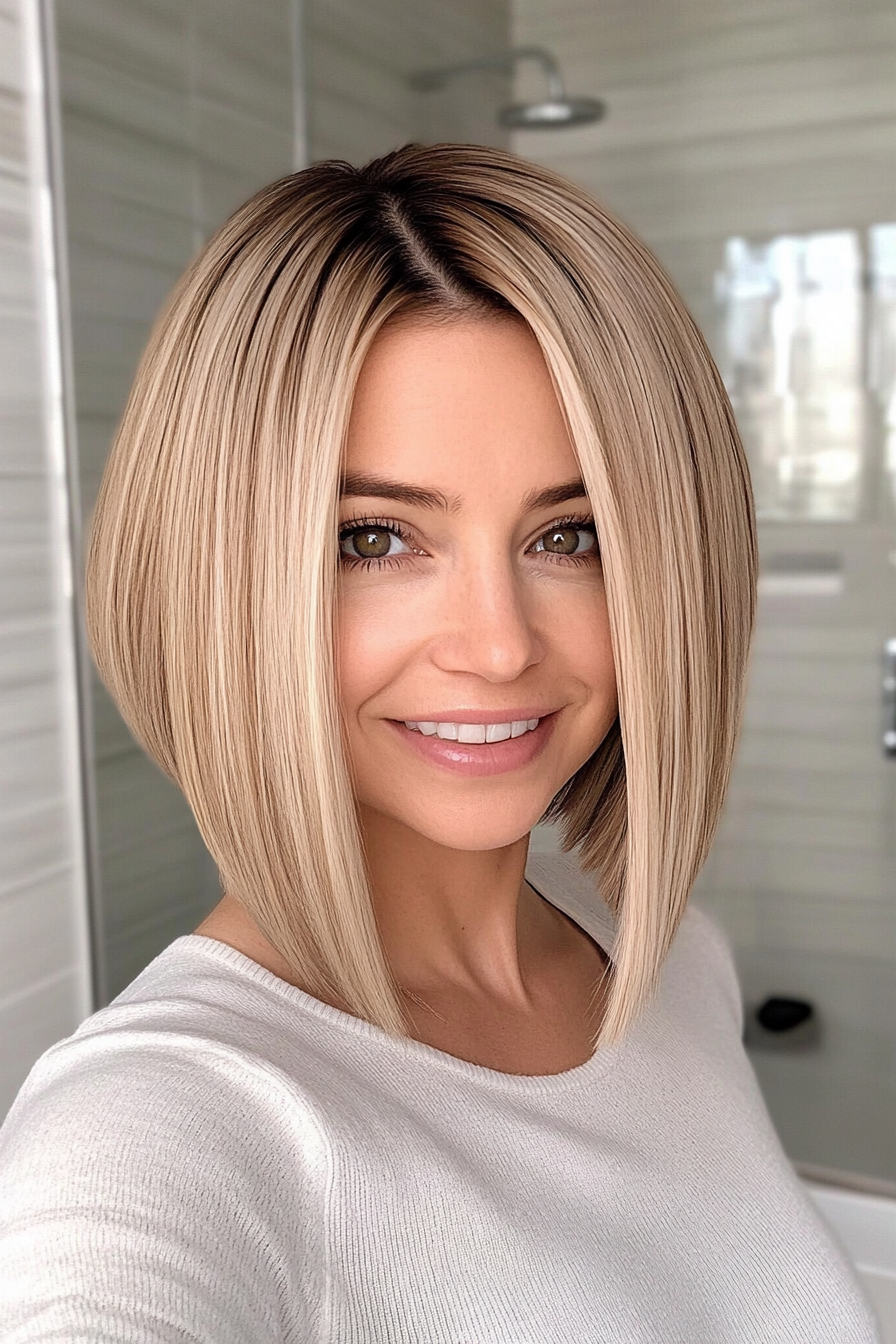 4. Inverted Bob in Warm Honey Blonde (Bob Hairstyles For Women Over 40) - Bob Hairstyles For Women Over 40
