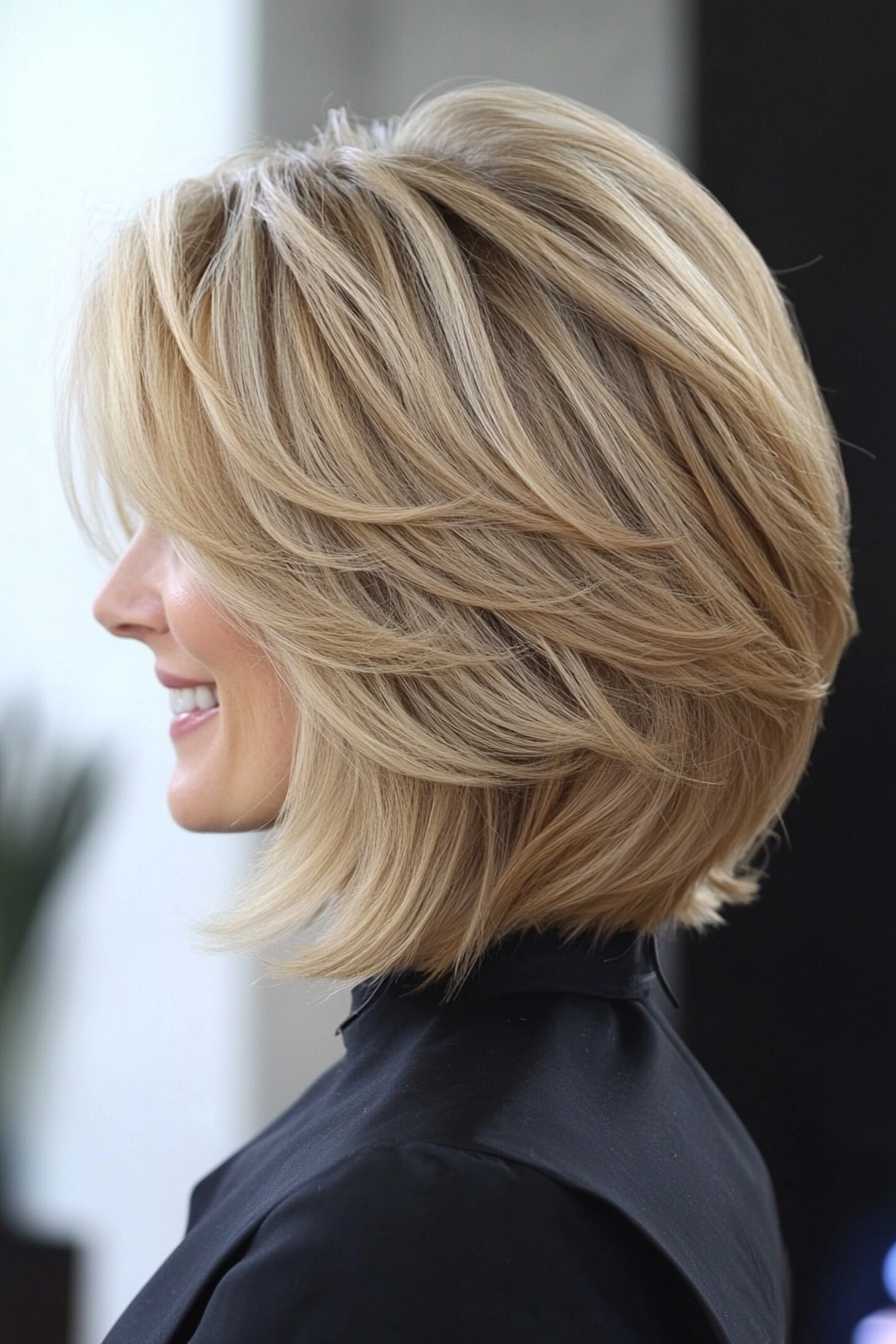 8. Stacked Bob in Sandy Blonde (Bob Hairstyles For Women Over 40) - Bob Hairstyles For Women Over 40