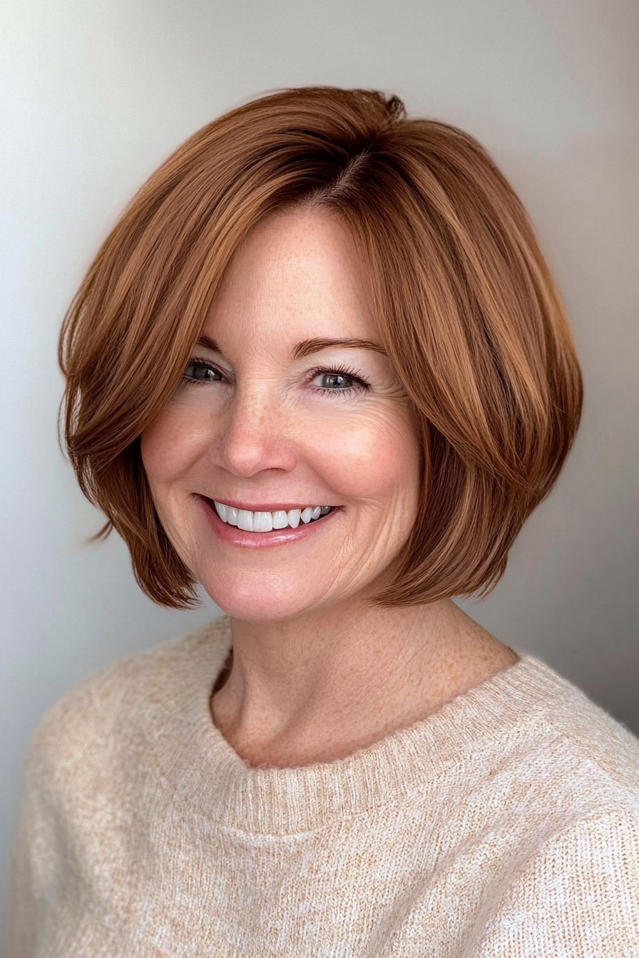 2. Layered Chestnut Bob (Short Haircuts For Women Over 60) - Short Haircuts For Women Over 60