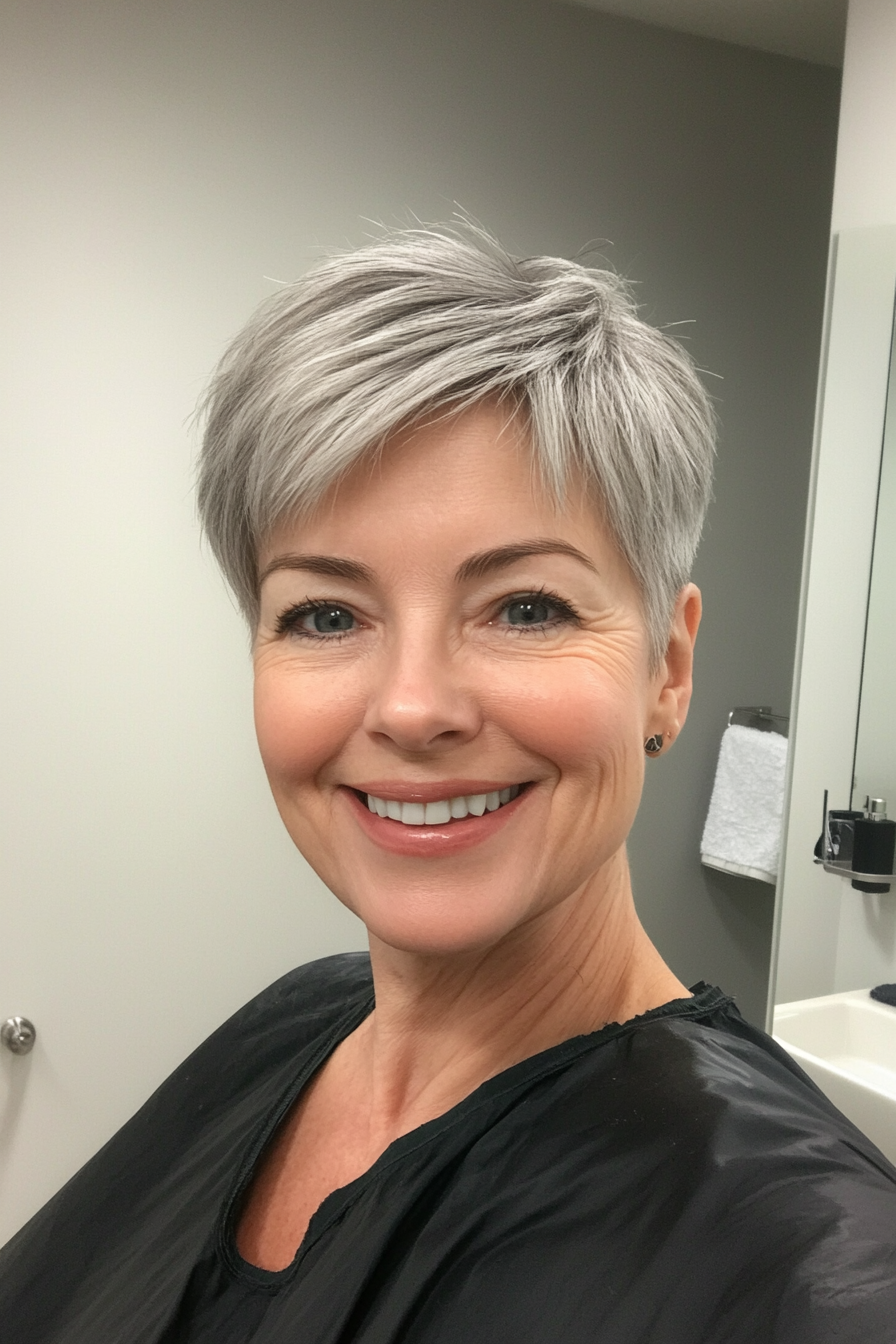 4. Soft Gray Tapered Cut (Short Haircuts For Women Over 60) - Short Haircuts For Women Over 60