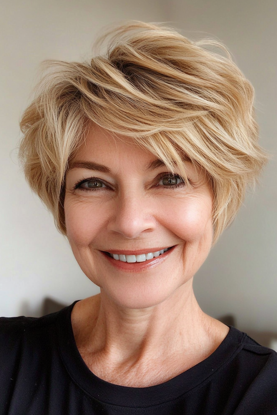 10. Golden Blonde Short Shag (Short Haircuts For Women Over 60) - Short Haircuts For Women Over 60
