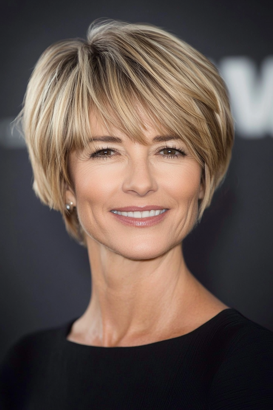 12. Caramel Blonde Pixie-Bob (Short Haircuts For Women Over 60) - Short Haircuts For Women Over 60