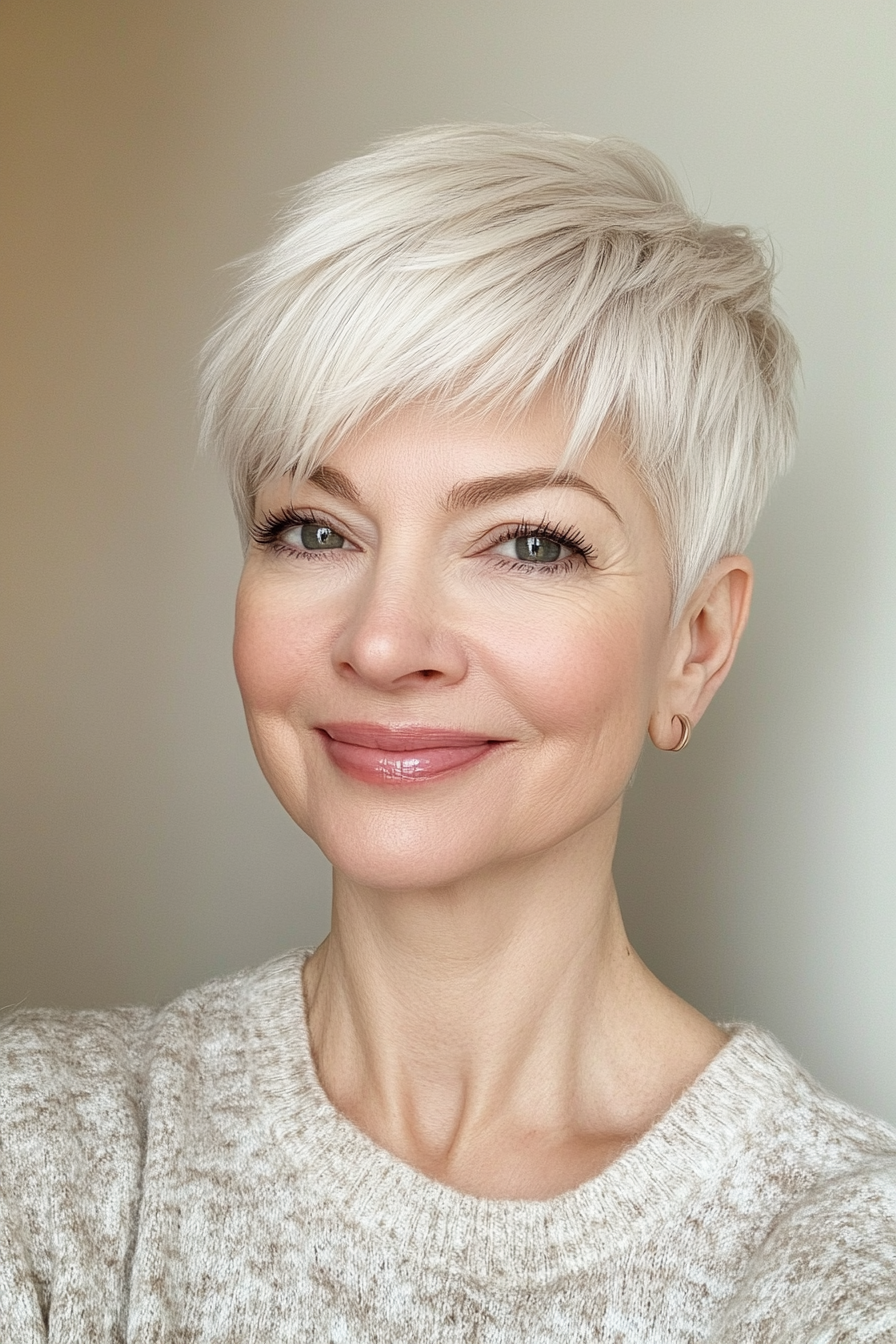 13. Icy Platinum Tapered Crop (Short Haircuts For Women Over 60) - Short Haircuts For Women Over 60