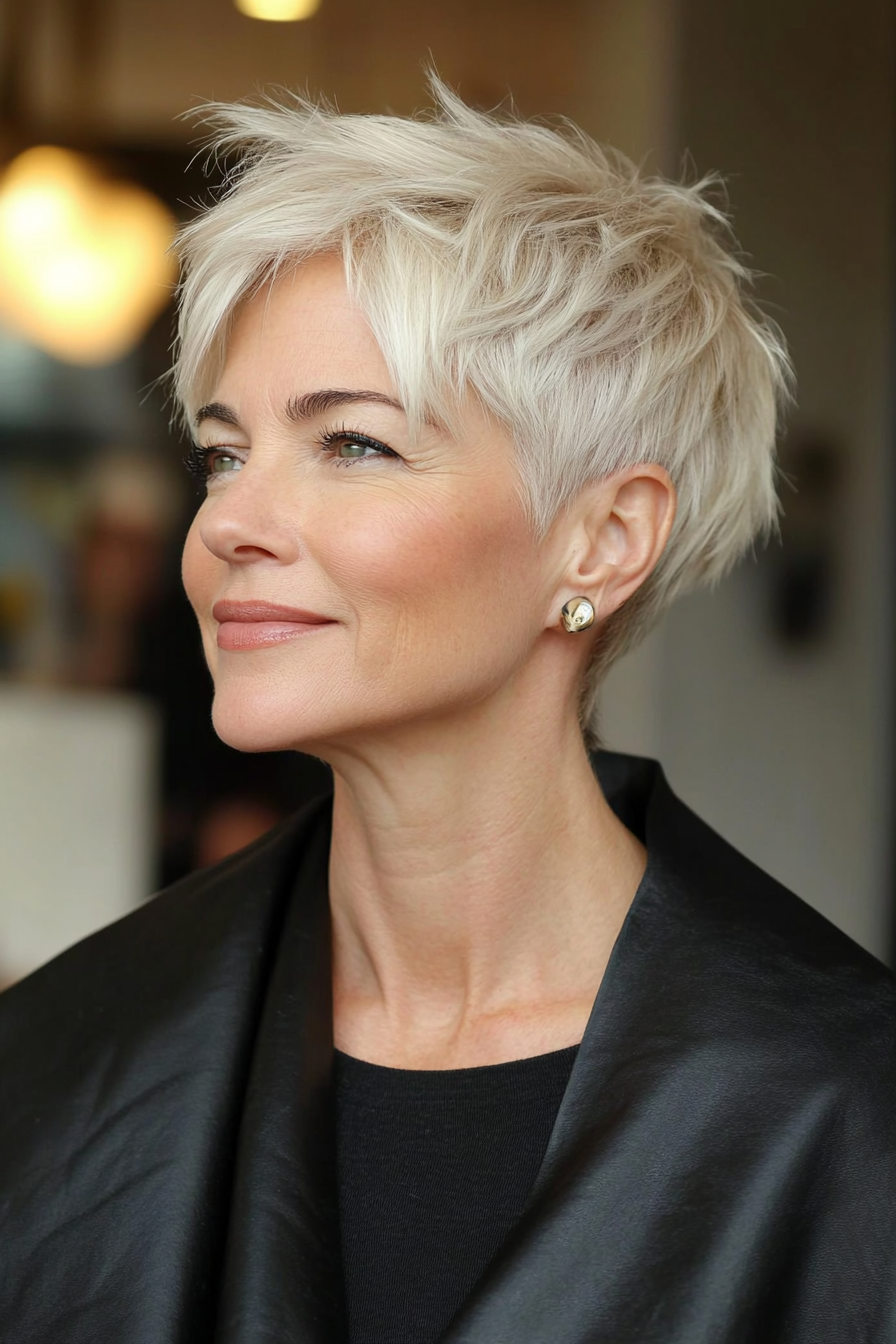 21. Platinum Blonde Cropped Pixie (Short Haircuts For Women Over 60) - Short Haircuts For Women Over 60