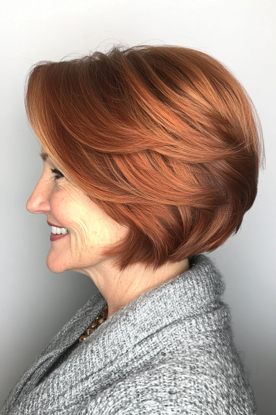 9. Graduated Bob in Auburn Red (Short Layered Bob Hairstyles For Older Women) - Short Layered Bob Hairstyles For Older Women