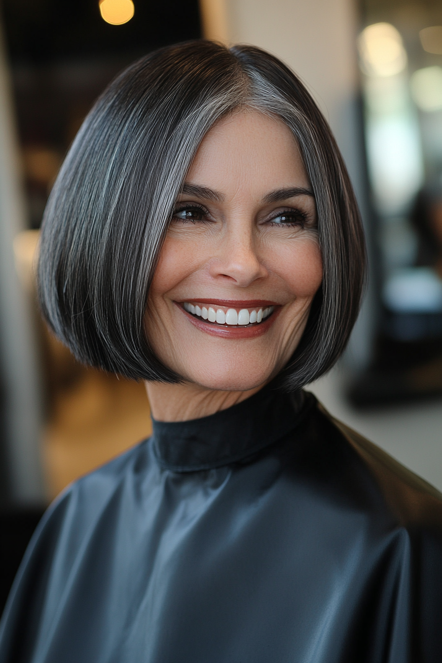 4. Classic Bob in Dark Chocolate (Hairstyles For Older Women With Fine Hair) - Hairstyles For Older Women With Fine Hair