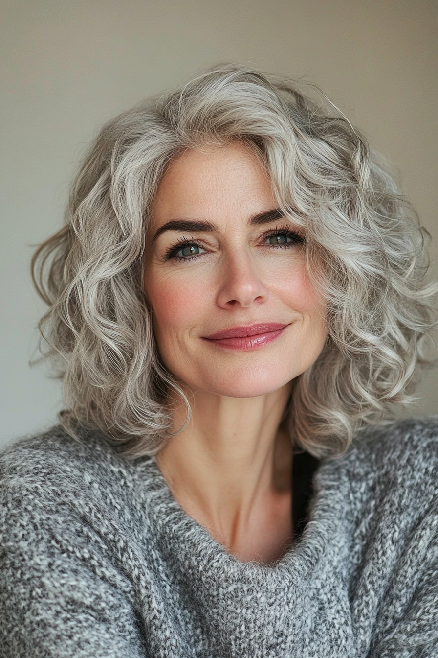 8. Short Curled Layers in Salt-and-Pepper (Hairstyles For Older Women With Fine Hair) - Hairstyles For Older Women With Fine Hair