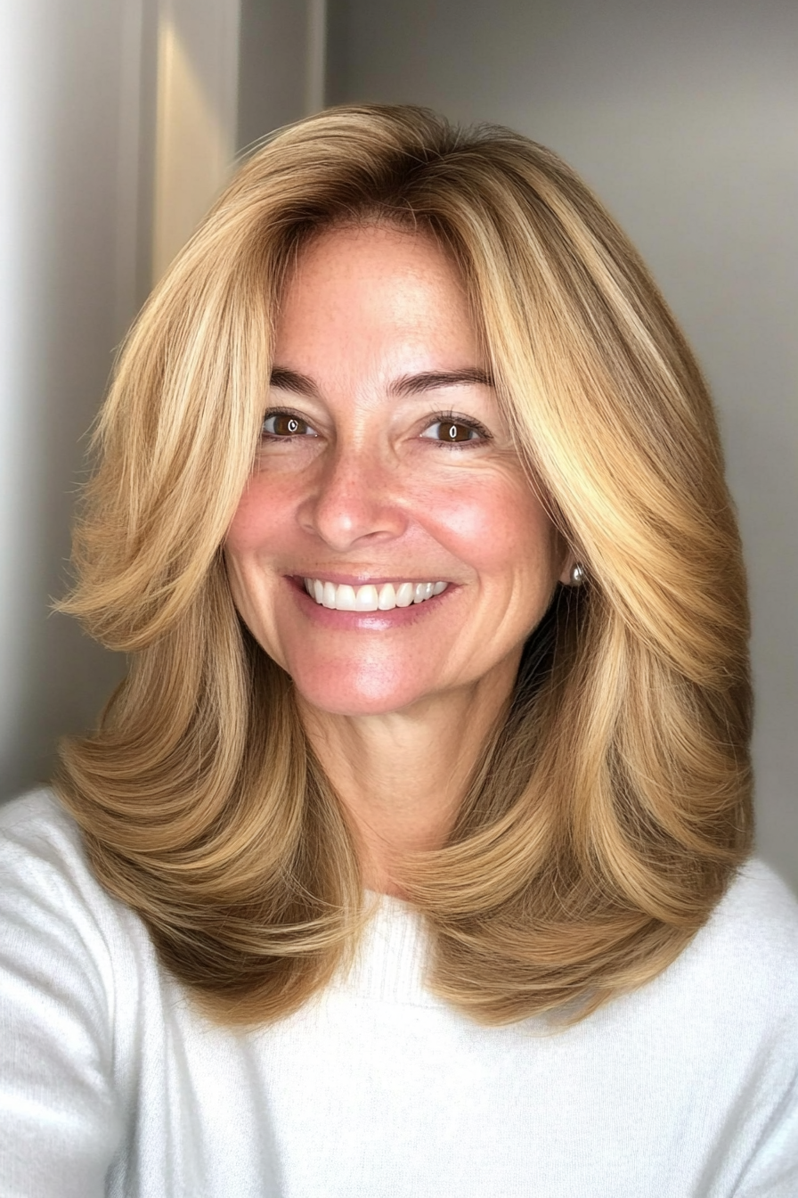 9. Face-Framing Layers in Honey Blonde (Hairstyles For Older Women With Fine Hair) - Hairstyles For Older Women With Fine Hair