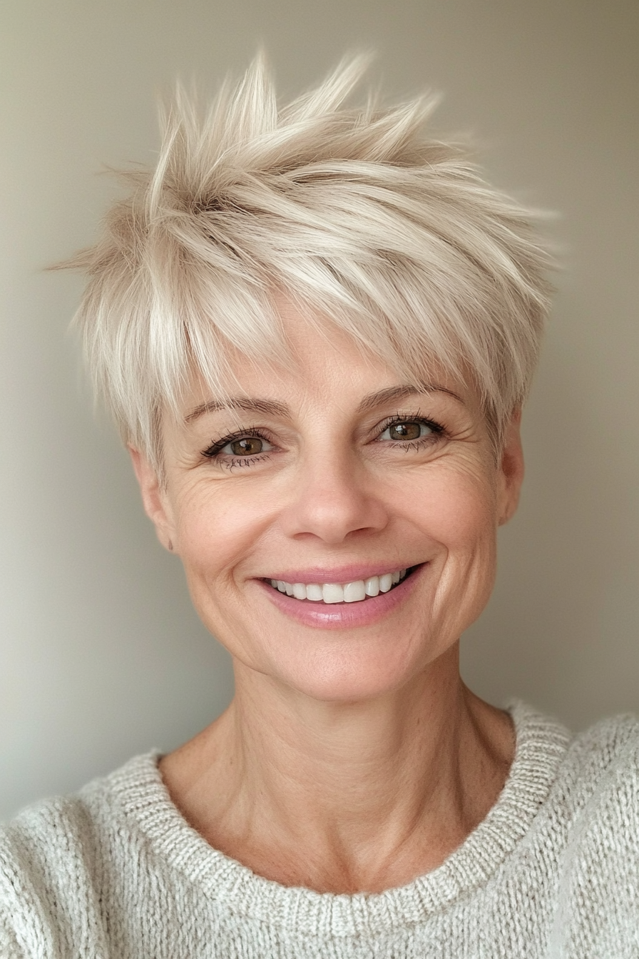 10. Voluminous Pixie in Light Ash Blonde (Hairstyles For Older Women With Fine Hair) - Hairstyles For Older Women With Fine Hair