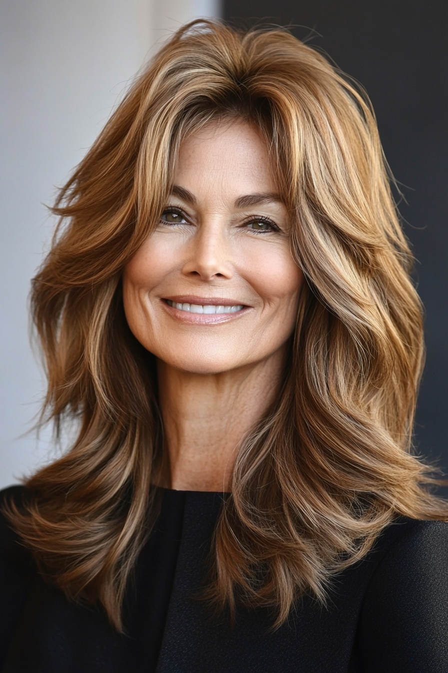 19. Textured Shag in Light Caramel Brown (Hairstyles For Older Women With Fine Hair) - Hairstyles For Older Women With Fine Hair