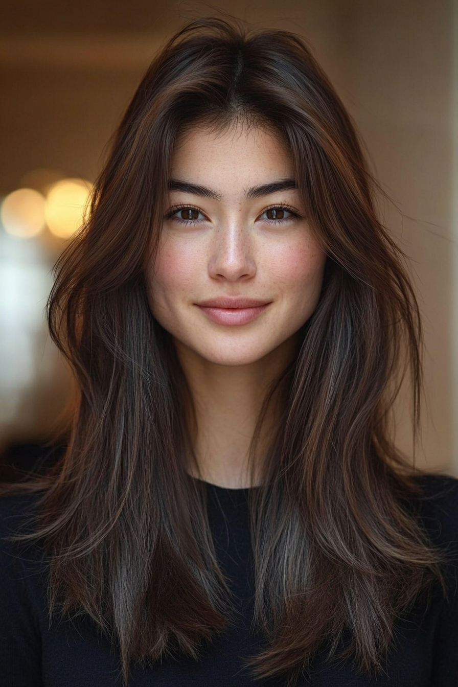 1. Soft Feathered Layers in Ash Brown (Hairstyles For Thin Straight Hair) - Hairstyles For Thin Straight Hair