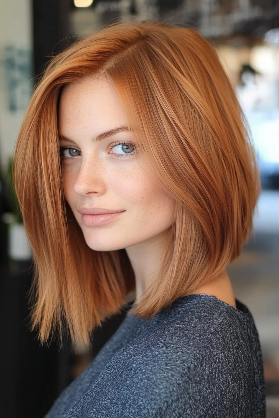 11. Straight Bob with Subtle Copper Tint (Hairstyles For Thin Straight Hair) - Hairstyles For Thin Straight Hair