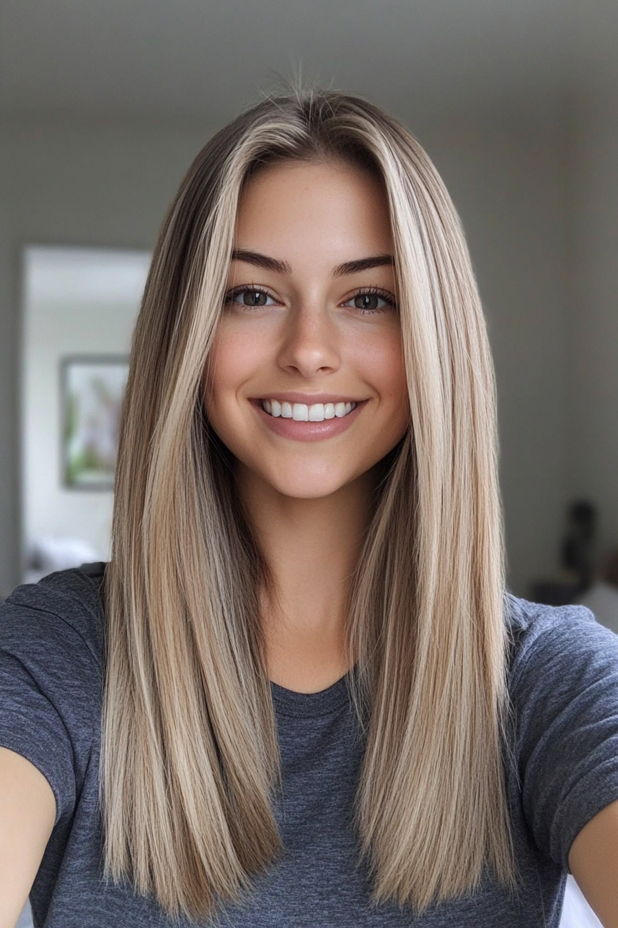 16. Classic Straight Cut in Dark Blonde (Hairstyles For Thin Straight Hair) - Hairstyles For Thin Straight Hair