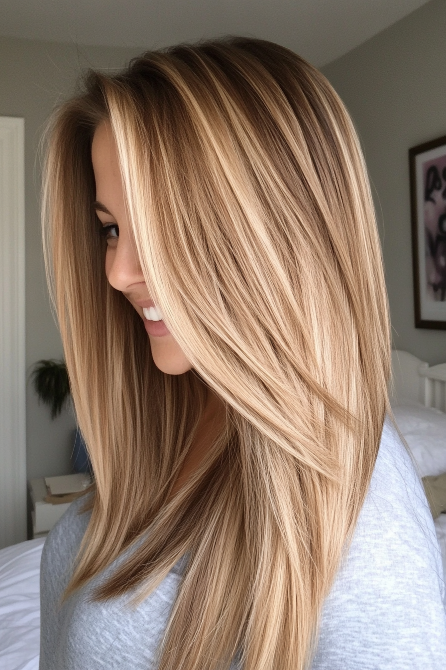 17. Tapered Ends in Light Golden Brown (Hairstyles For Thin Straight Hair) - Hairstyles For Thin Straight Hair