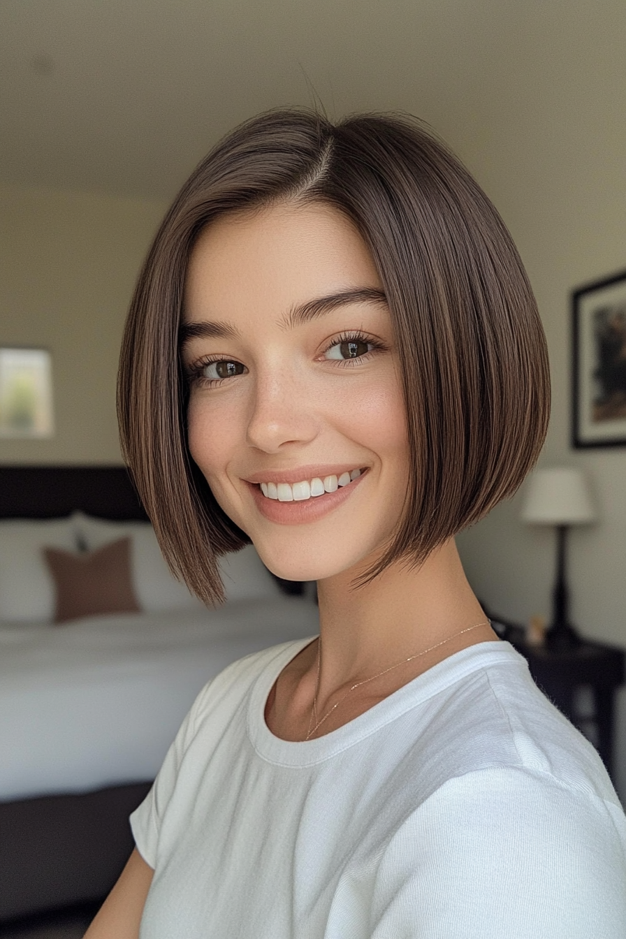 19. Micro Bob in Cocoa Brown (Hairstyles For Thin Straight Hair) - Hairstyles For Thin Straight Hair