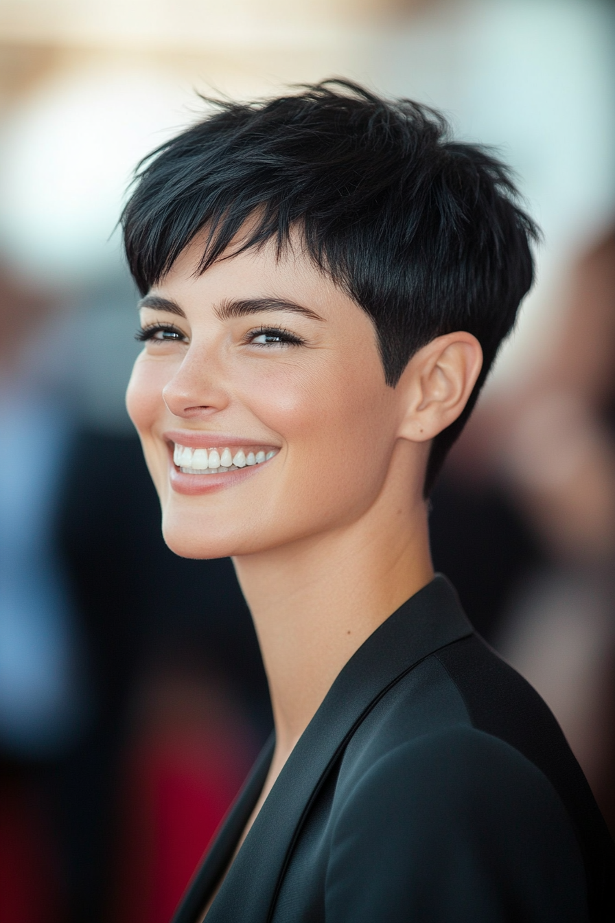 3. Tapered Pixie with Deep Black Shine (Short Pixie Haircuts) - Short Pixie Haircuts