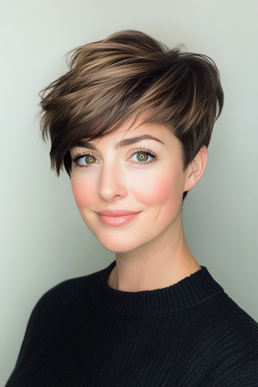 5. Layered Pixie in Dark Espresso (Short Pixie Haircuts) - Short Pixie Haircuts
