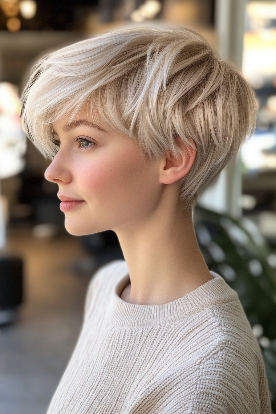 10. Textured Pixie in Cool Platinum Blonde (Short Pixie Haircuts) - Short Pixie Haircuts