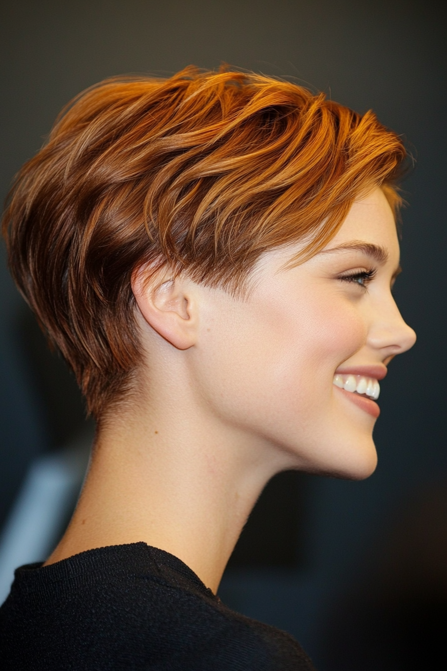 14. Cropped Pixie with Cinnamon Tones (Short Pixie Haircuts) - Short Pixie Haircuts
