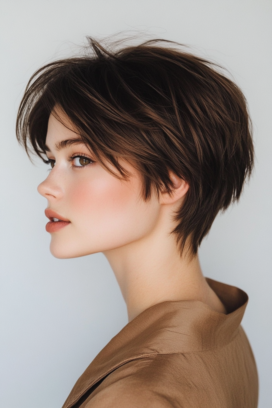 15. Pixie Bob with Mocha Layers (Short Pixie Haircuts) - Short Pixie Haircuts