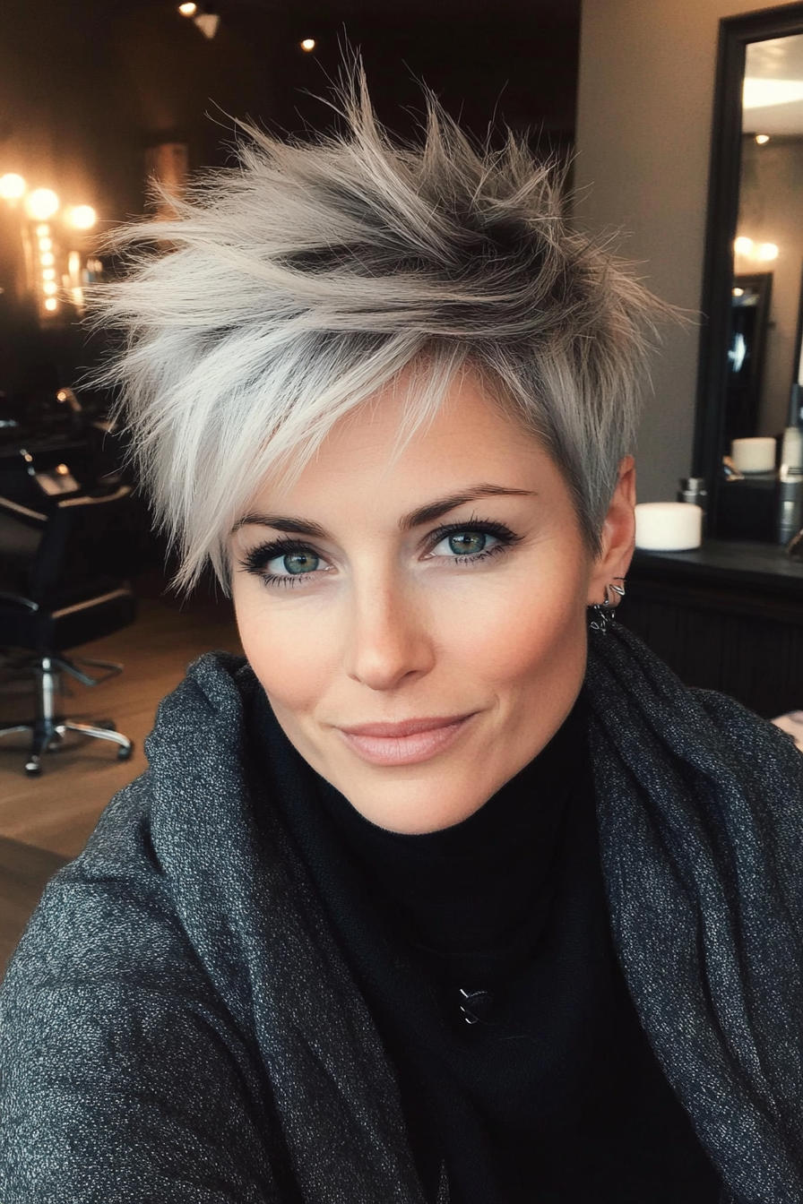 18. Spiked Pixie in Natural Gray (Short Pixie Haircuts) - Short Pixie Haircuts