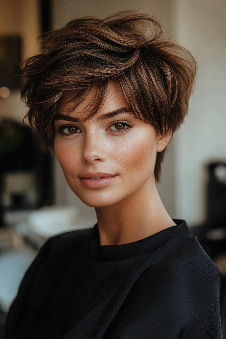 21. Angular Pixie with Light Chestnut Layers (Short Pixie Haircuts) - Short Pixie Haircuts