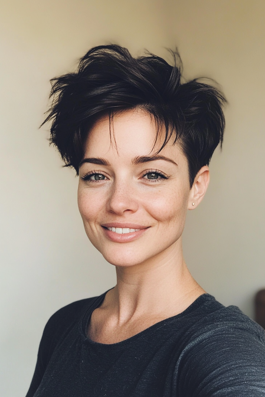 22. Voluminous Pixie in Smoky Black (Short Pixie Haircuts) - Short Pixie Haircuts