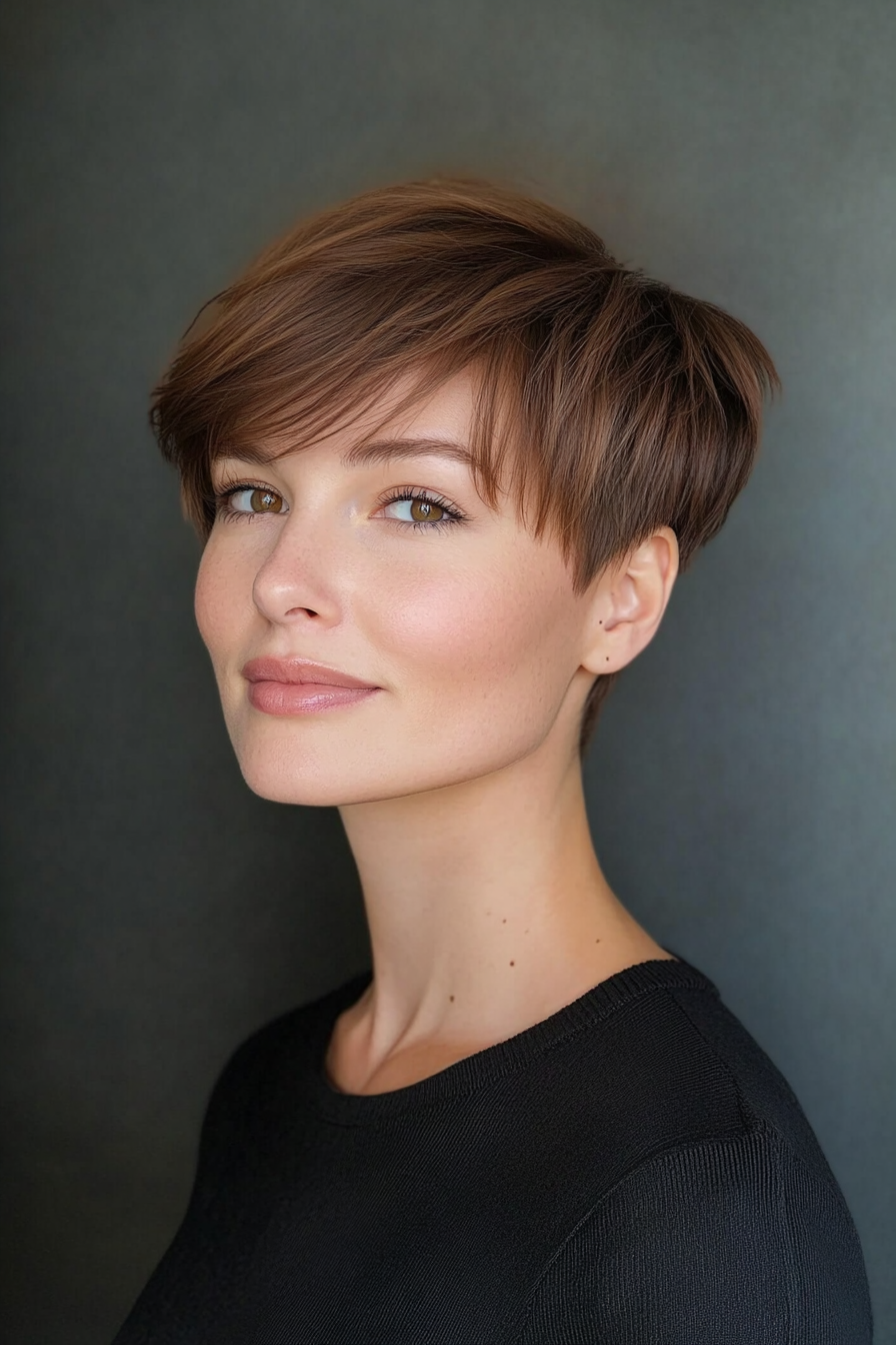 24. Fringed Pixie in Dark Walnut (Short Pixie Haircuts) - Short Pixie Haircuts