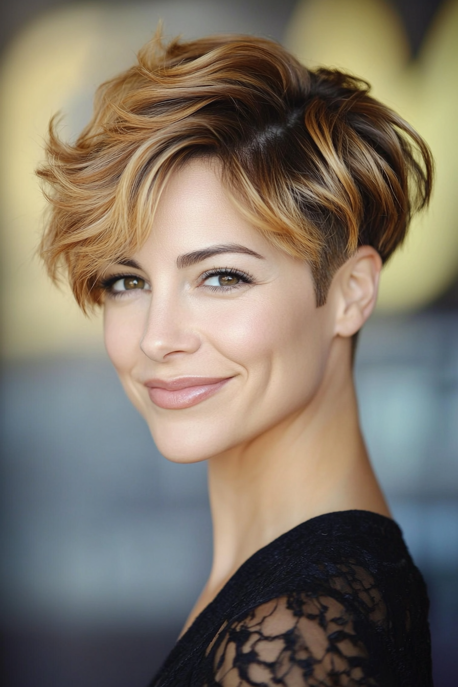 25. Curved Pixie in Golden Honey (Short Pixie Haircuts) - Short Pixie Haircuts