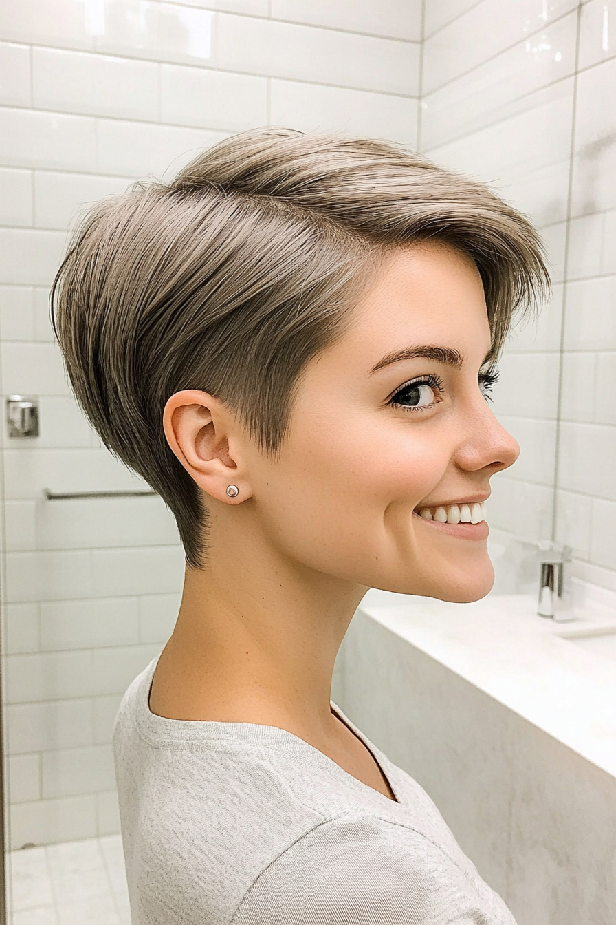 26. Minimalist Pixie in Ash Gray (Short Pixie Haircuts) - Short Pixie Haircuts