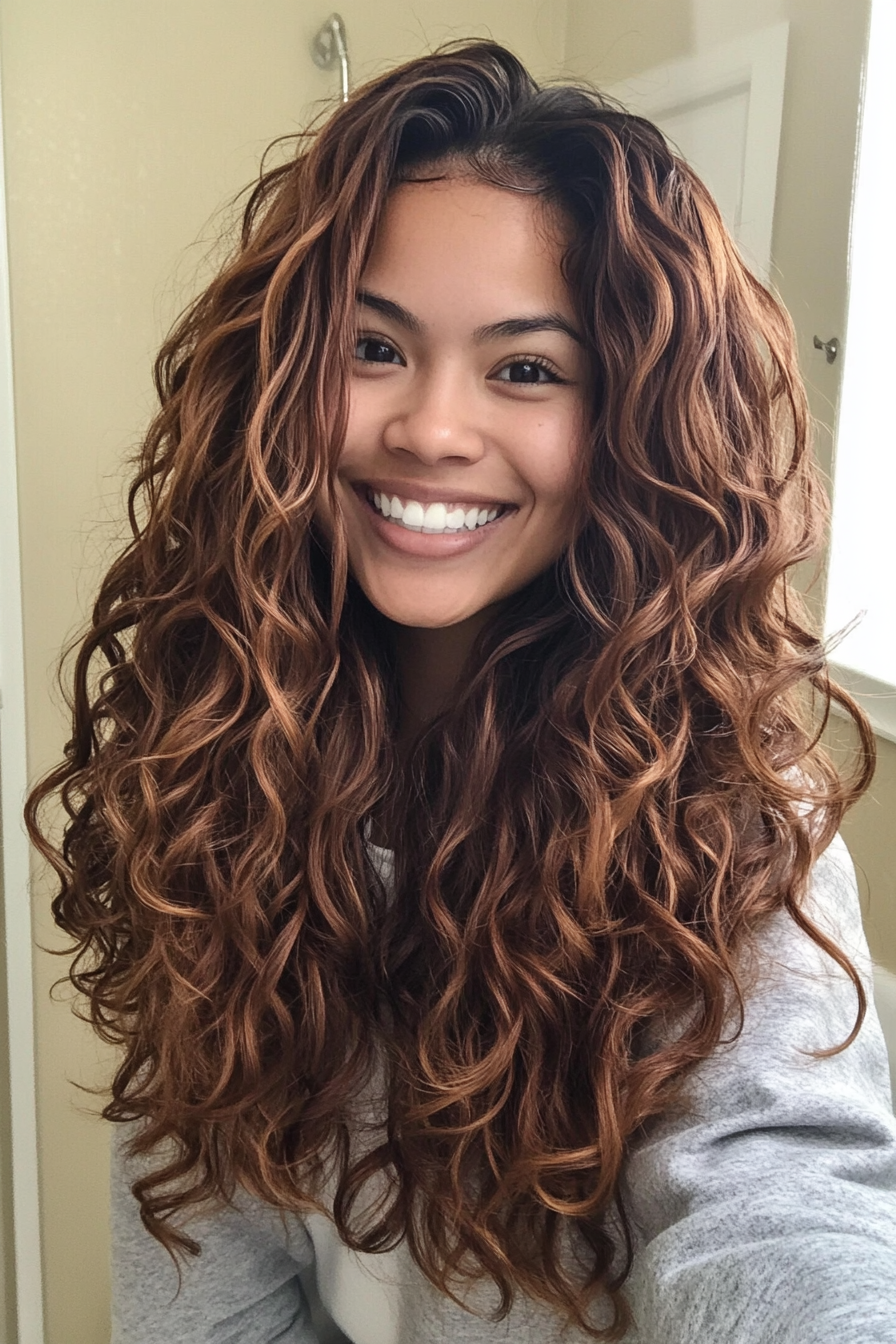 4. Caramel Cascade Curls (Spring Hairstyles) - Spring Hairstyles