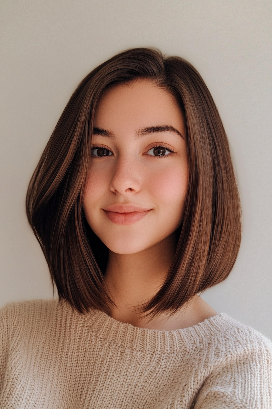 5. Mocha Angled Lob (Spring Hairstyles) - Spring Hairstyles