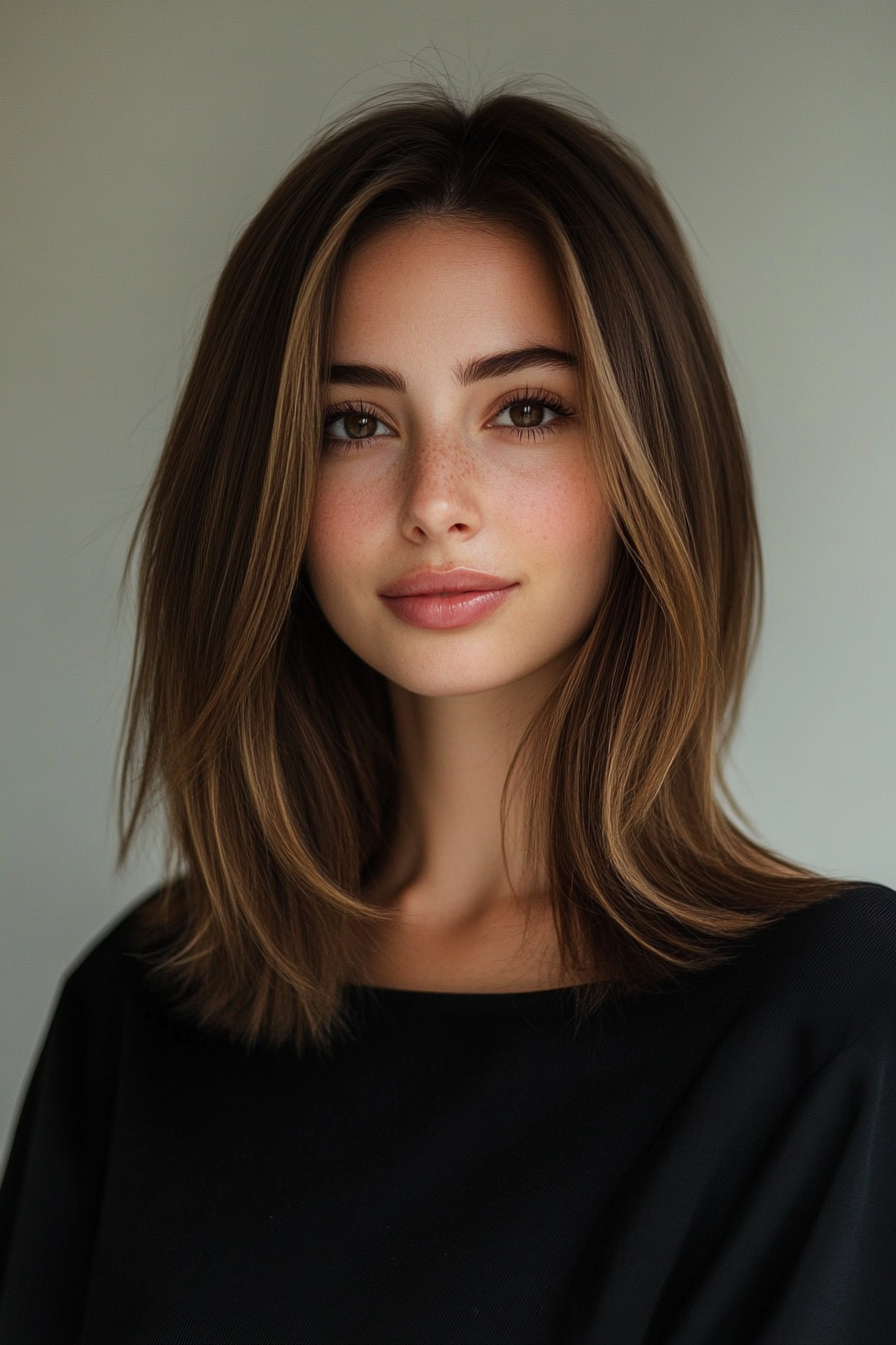 24. Pecan Straight Lob (Spring Hairstyles) - Spring Hairstyles