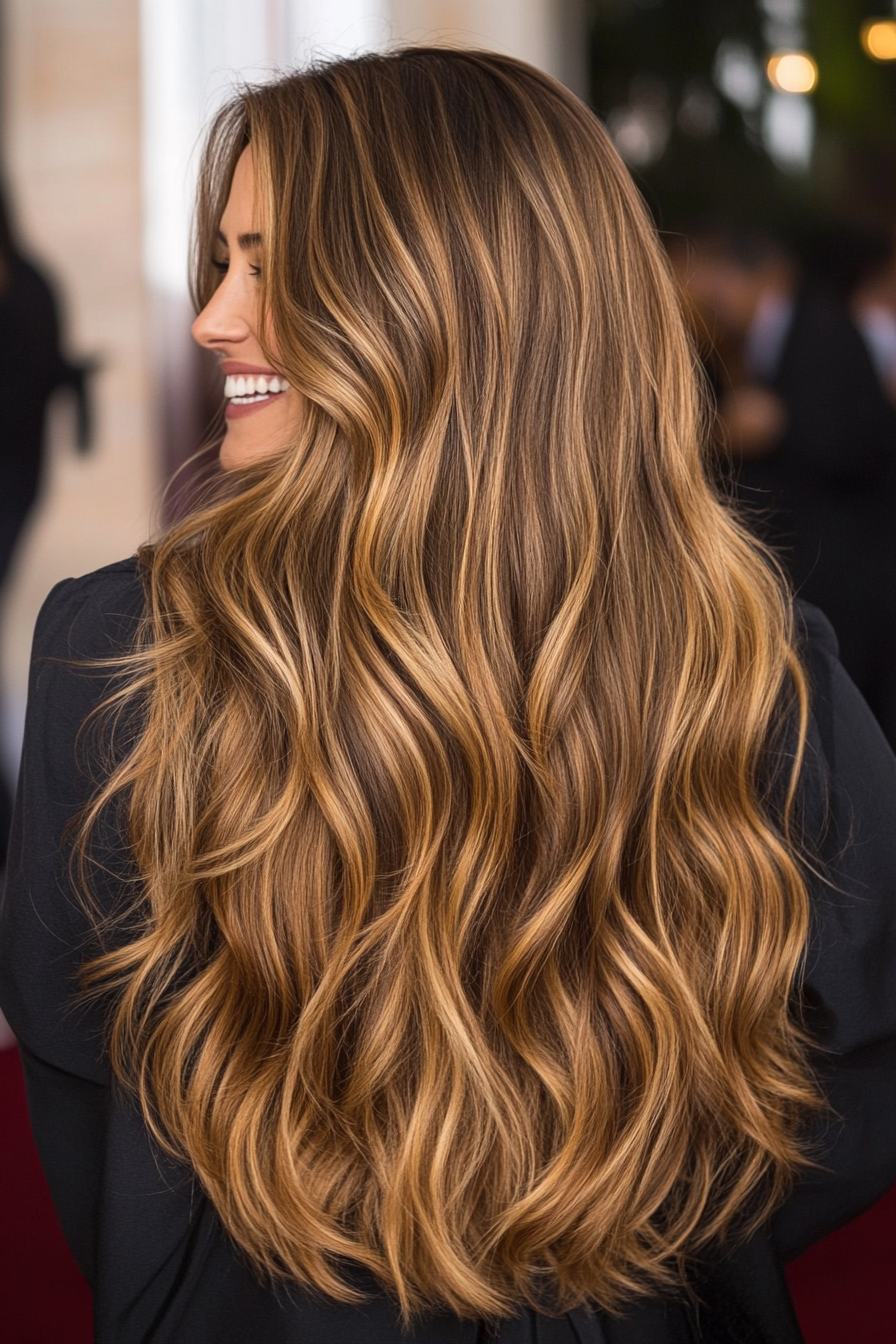 4. Curtain Layers in Golden Brown (Long Wavy Haircuts) - Long Wavy Haircuts