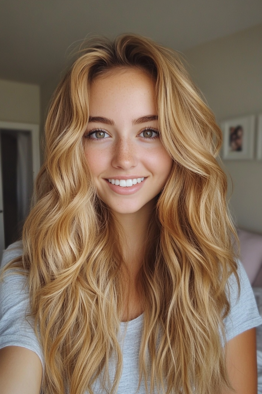 6. Beachy Layers in Honey Blonde (Long Wavy Haircuts) - Long Wavy Haircuts