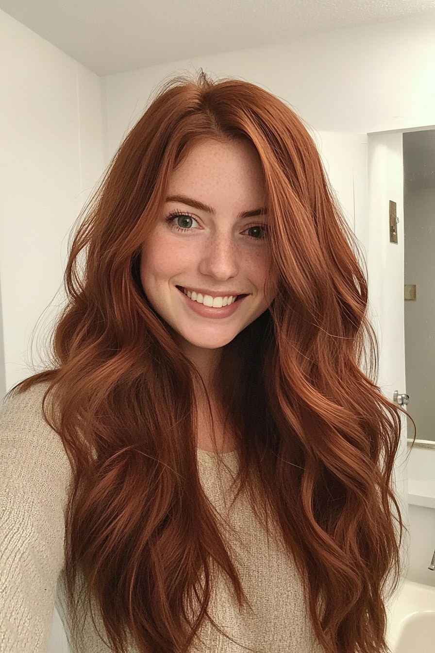 8. Romantic Layers in Dark Auburn (Long Wavy Haircuts) - Long Wavy Haircuts