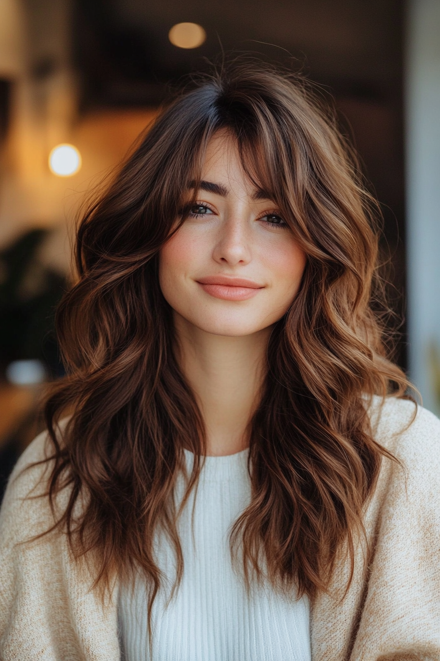 10. Choppy Layers in Warm Walnut (Long Wavy Haircuts) - Long Wavy Haircuts